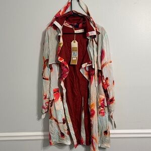 Colorful Hooded Jacket with Floral Design